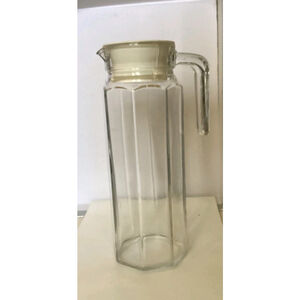 Vintage ARC France Tall Skinny Water Refrigerator Pitcher Ribbed With Lid 1+ Qt